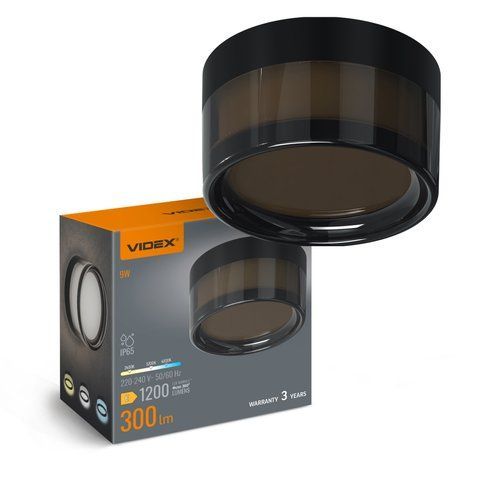 LED світильник IP65 круглий VIDEX BHD01 9W 2400-3200-4300K Black 28738 фото