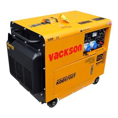 Генератор дизельний VACKSON KDE6700T+ATS, 1-фазний 230V, 50Hz, 5.5kVA/5.0kW, бак 15 л, витрата 1.4 л/год, пуск: стартер (без АКБ), 750x440x550 мм, 158кг VACKSON KDE6700T+ATS фото