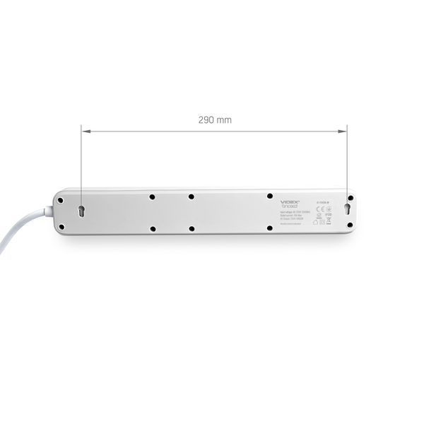 Мережевий подовжувач VIDEX ONCORD з/з 6п 3м (3x1.5мм) з кнопкою White 27691 фото