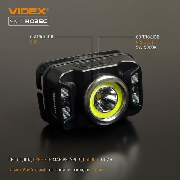 Налобний світлодіодний ліхтарик VIDEX VLF-H035C 410Lm 5000K al_26571 фото