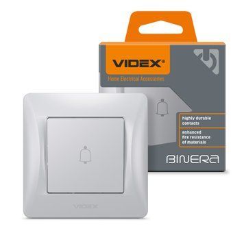 Кнопка дзвінка срібний шовк VIDEX BINERA 26111 фото