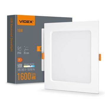 LED світильник Back вбудований квадрат VIDEX 16W 5000K 26342 фото