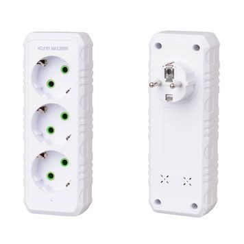 Розетка трійник із заземленням F101-White, 3 розетки, 2500W, 10A, 110-250V~Max, Blister F101-White фото