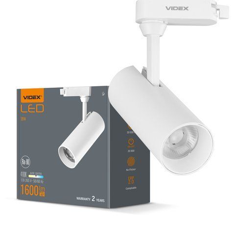 LED світильник трековий VIDEX 20W 4100K білий 25915 фото