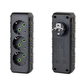 Розетка трійник із заземленням F101-Black, 3 розетки, 2500W, 10A, 110-250V~Max, Blister F101-Black фото