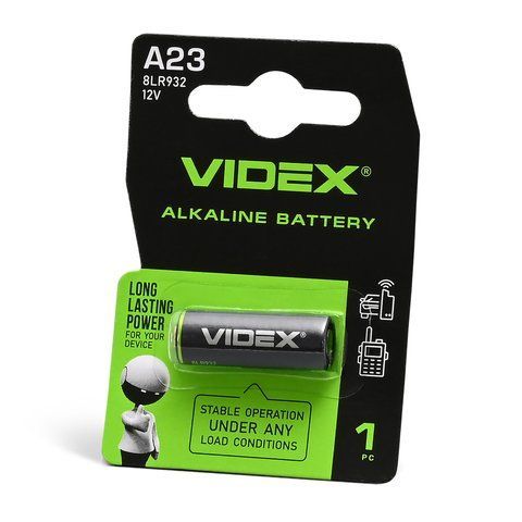 Батарейка лужна Videx А23/Е23А 1шт BLISTER CARD 24236 фото