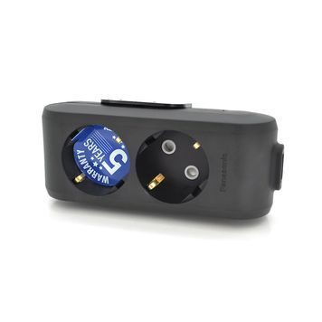 Колодка Panasonic X-tendia із заземленням 2 гнізда, з захистними шторками, чорна WLTB04202BL-UA фото
