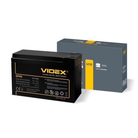 Акумулятор свинцево-кислотний Videx 6FM9 12V/9Ah color box 1 25081 фото