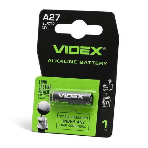 Батарейка лужна Videx А27 1шт BLISTER CARD 24237 фото