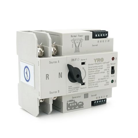 Автомат введення резерву (АВР) двополюсний YRQ2PC-125 Wifi ATS, 2P 125A 220V, E-Welink App на DIN-рейку для генераторів YRQ2PC-125 Wifi, 2P фото