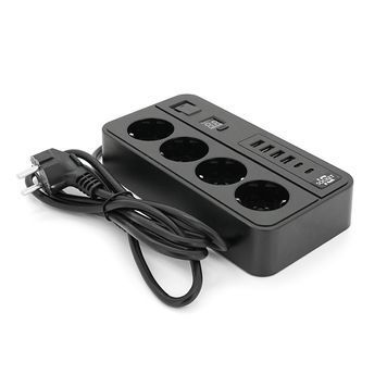 Мережевий фільтр із захистом від перенапруги G13H, 3000W, 4 Socket + 4 USB 3,2А + 2 Type-C + таймер, 2м, Black, Box YT-G13H фото