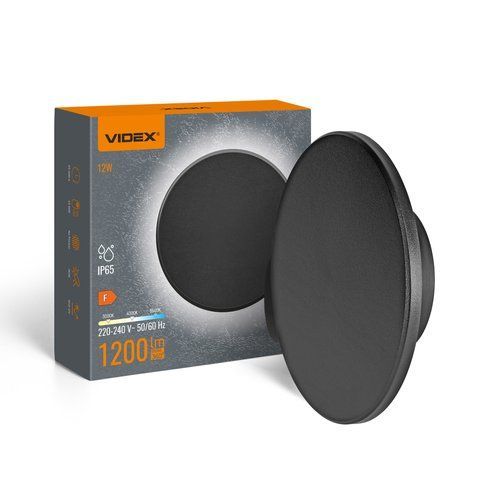 LED світильник настінний IP65 VIDEX WL03 12W 3000K-4000K-6500K Black 28764 фото