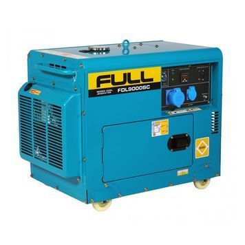 Генератор дизельний FULL FDL9000SC, 1-фазний 230V, 50Hz, 8.5kVA/6.8kW, бак 12,5 л, витрата 2 л/год, пуск: ручний/стартер (без АКБ), 900х520х700 мм, 160 кг FDL9000SC фото