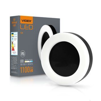 LED світильник ART IP65 круглий VIDEX 15W 5000K Black 27813 фото