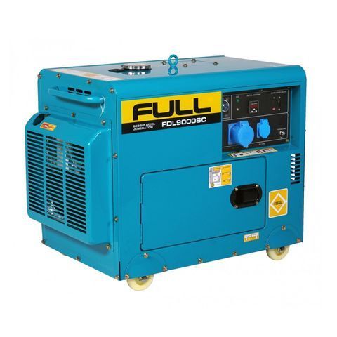 Генератор дизельний FULL FDL9000SC, 1-фазний 230V, 50Hz, 8.5kVA/6.8kW, бак 12,5 л, витрата 2 л/год, пуск: ручний/стартер (без АКБ), 900х520х700 мм, 160 кг FDL9000SC фото