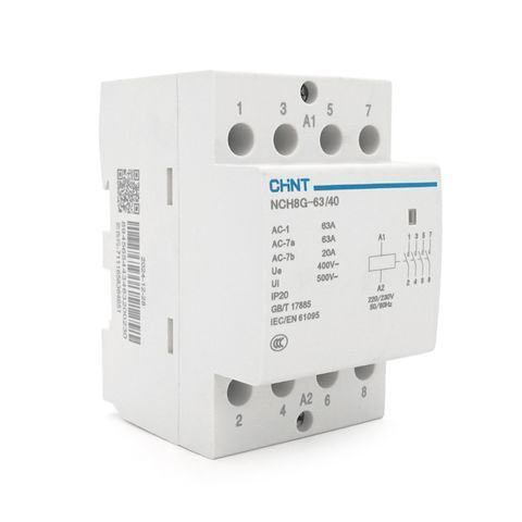 Контактор CHINT NCH8-63/40 220V,40А, 40kW, 4NO, на DIN-рейку, 85*65,5*54мм NCH8-63/40 220V фото