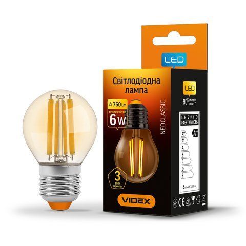 LED лампа VIDEX Filament G45FA 6W E27 2200K бронза 25800 фото