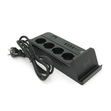 Мережевий фільтр із захистом від перенапруги G12, 4 розетки + 4 USB 3.2A + 2 Type-C + бездротова зарядка, 2 м, Black, Box YT-G12 фото