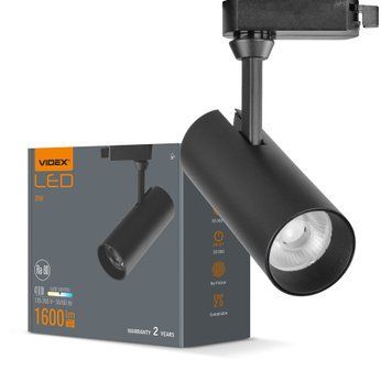 LED світильник трековий VIDEX 20W 4100K чорний 25912 фото