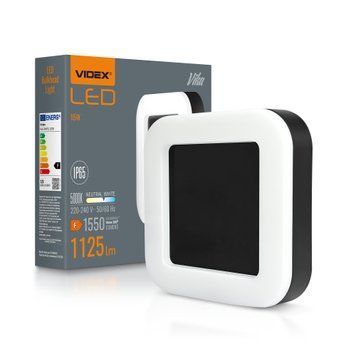 LED світильник ART IP65 квадратний VIDEX VLE-BHFS-155B 15W 5000K Black 29385 фото