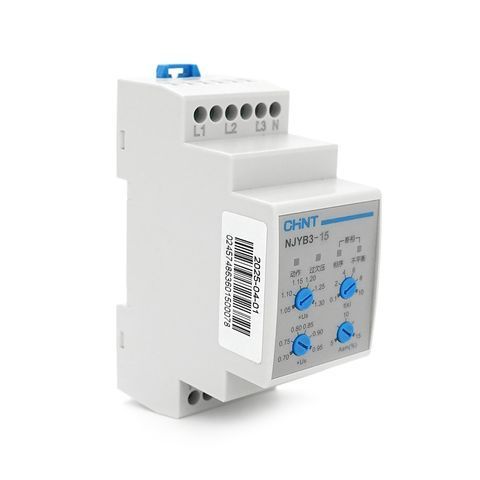 Реле контролю фаз CHINT NJYB3-15 AC220V, 3F4P, Захист U+(1,05~1,3)*Us/U-(0,7~0,95)*Us,Затримка 0,1~10с,Захист обриву/послідовності фаз/баланс5-15%,Ue2 Ie0.75/0.47, 1CO+1NO NJYB3-15 AC220V фото