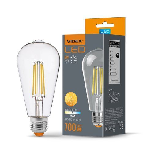 LED лампа VIDEX Filament ST64FD 6W E27 4100K дімерна 24312 фото