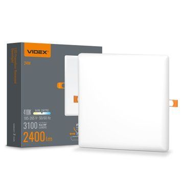 LED світильник безрамковий квадратний VIDEX 24W 4100K 25143 фото