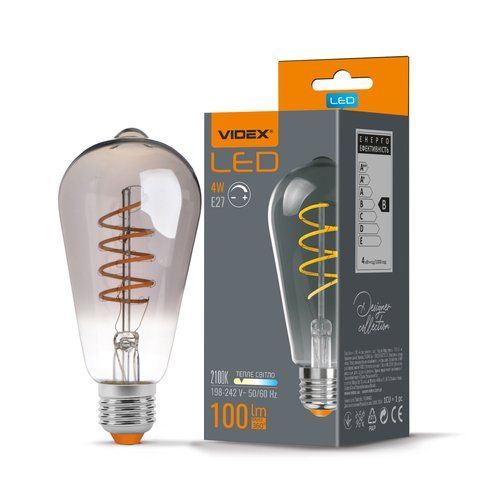 LED лампа VIDEX Filament ST64FGD 4W E27 2100K дімерна графіт 25173 фото