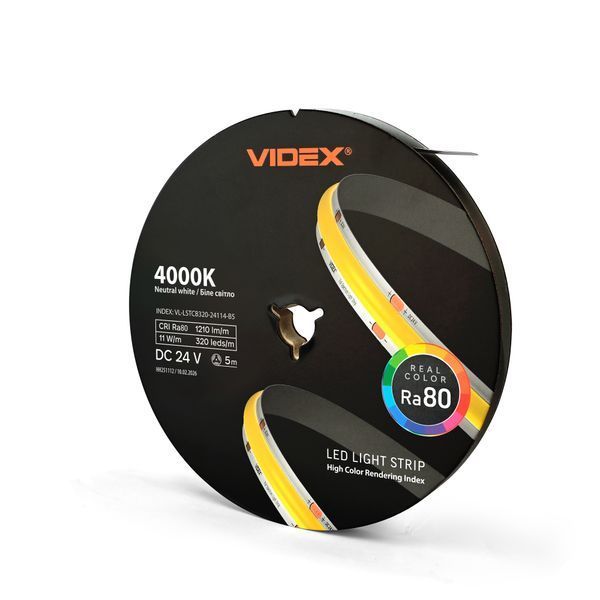 LED стрічка VIDEX COB DC24V 55W 5M 4000K Ra80 IP20 VL-LSTCB320-24114-B5) 29204 фото