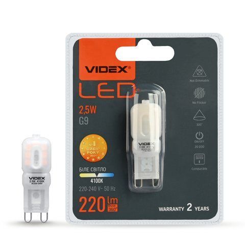 LED лампа VIDEX G9e 2.5W G9 4100K 24634 фото