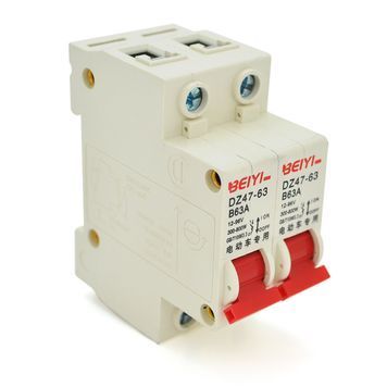 Автоматичний вимикач змінного струму BEIYI DZ47-63-2P-B63A, B63, 300-800W. 12-96V YT-DZ47-63-2P-63A фото