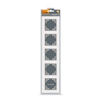 Рамка біле скло на 5 місць горизонтальна VIDEX BINERA 26139 фото