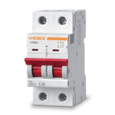 Автоматичний вимикач RS4 2п 16А С 4,5кА VIDEX RESIST 26515 фото