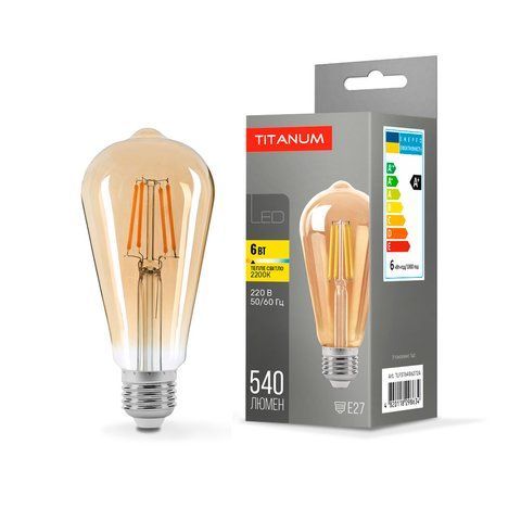 LED лампа TITANUM Filament ST64 6W E27 2200K бронза 25527 фото