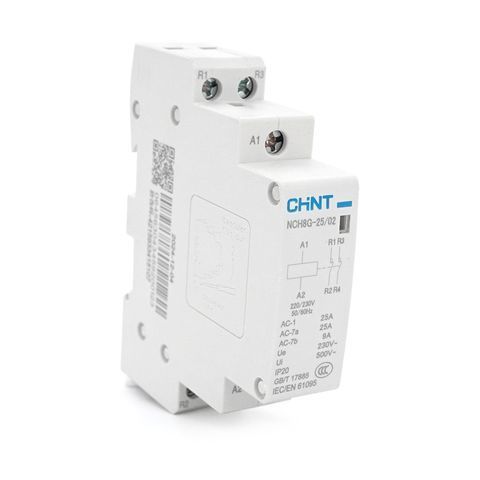 Контактор CHINT NCH8-25/02 220V,25А, 5kW, 2NC, на DIN-рейку, 85*65,5*18мм NCH8-25/02 220V фото