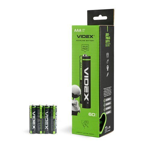 Батарейка лужна Videx LR03/AAA 4шт SHRINK 25467 фото