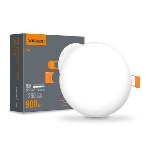 LED світильник безрамковий круглий VIDEX 9W 4100K 25138 фото