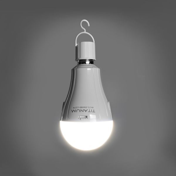 LED лампа акумуляторна TITANUM A80 12W E27 4000K 230V 29152 фото
