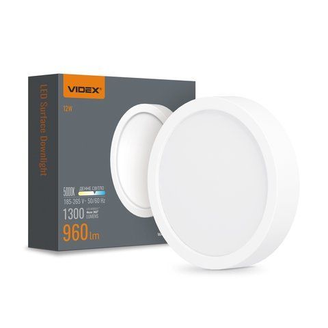LED Світильник круглий накладний VIDEX 12W 5000K White 24627 фото