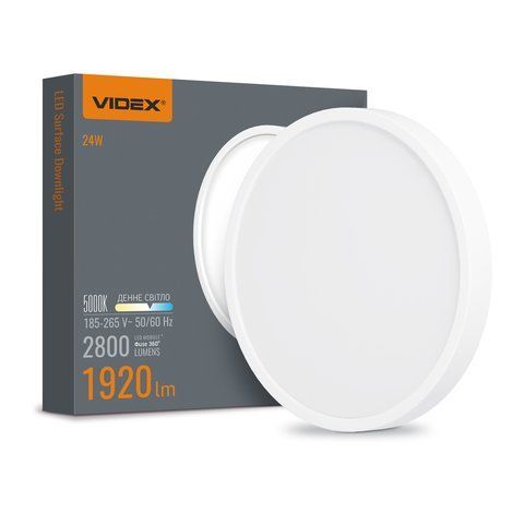 LED Світильник круглий накладний VIDEX 24W 5000K White 24884 фото