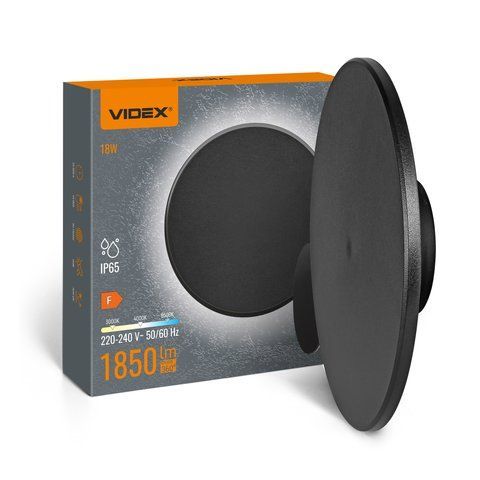 LED світильник настінний IP65 VIDEX WL03 18W 3000K-4000K-6500K Black al_28766 фото