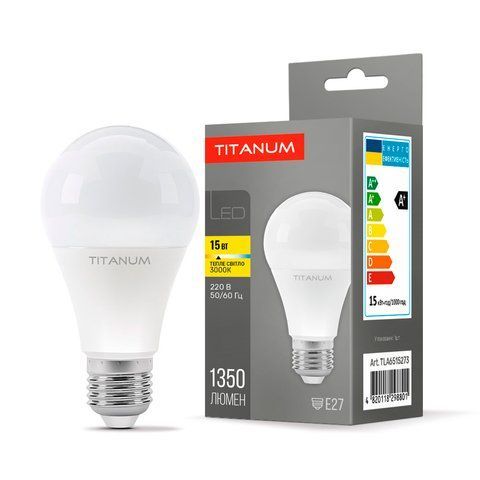LED лампа TITANUM A65 15W E27 3000K 25683 фото