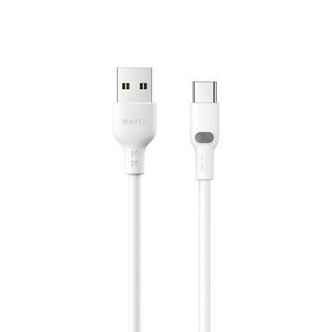Кабель USB - USB-C HAVIT HV-CB6282 3A 1м White (soft silicone) 27926 фото