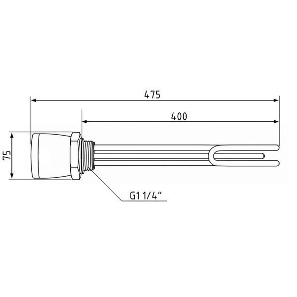 ТЕН з термостатом Galmet GE, 2&nbsp;кВт, 230 В - 5/4" (1 1/4") (100-140&nbsp;л) (41020001) SD00054074 фото