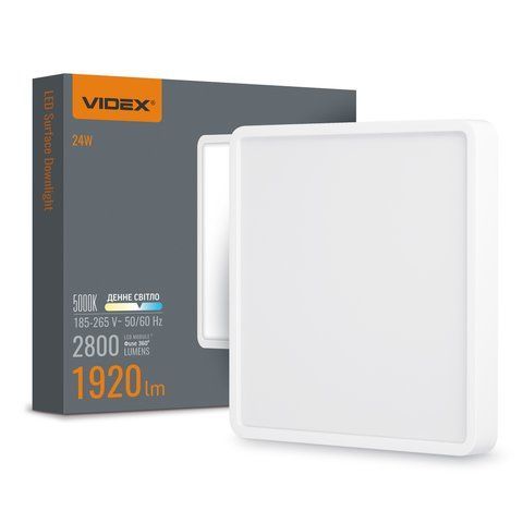 LED Світильник накладний квадрат VIDEX 24W 5000K White 24883 фото