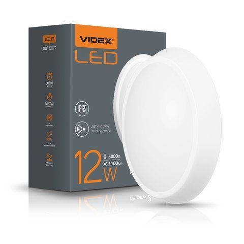 LED світильник IP65 овальний VIDEX 12W 5000K білий сенсорний 24852 фото