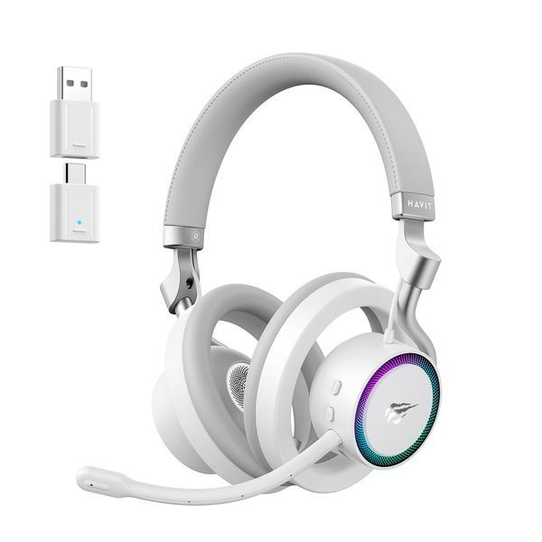 Бездротові ігрові навушники HAVIT Fuxi-H8 White + Gray al_29171 фото