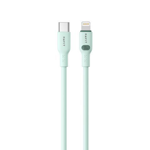 Кабель USB-C - Lightning HAVIT HV-CB6281 PD30W 3A 1м Green (soft silicone) 28046 фото