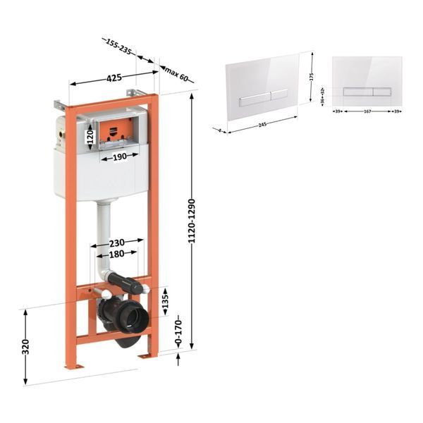 Набір інсталяція 4 в 1 Qtap Nest ST з лінійною панеллю змиву QT0133M425V1105GW SD00040861 фото