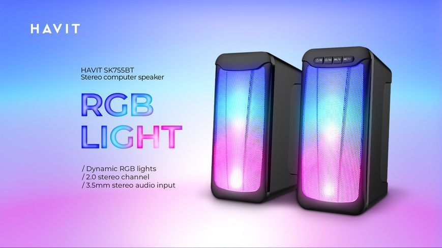 Акустична система 2.0 HAVIT HV-SK755BT USB 10W RGB Black 27351 фото